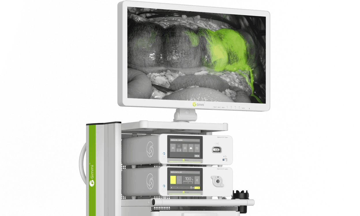 Gimmi AlphaSMART System, consisting of Camera, Light Source, Screen and Trolley